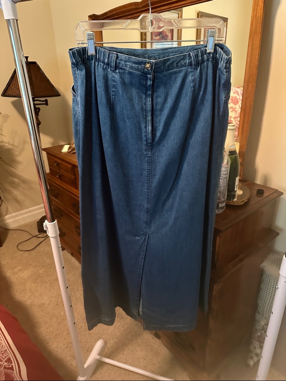 Talbots Dark Blue Denim A-Line Maxi Skirt